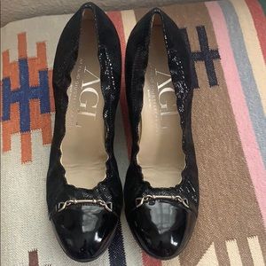 AGL slip on black wedges